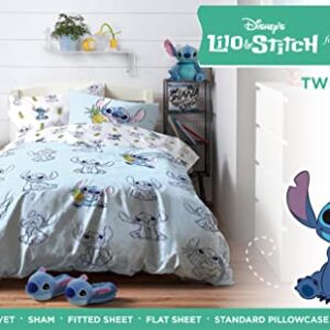 Saturday Park Disney Lilo & Stitch Watercolor Vibes Twin Bed Set - 5 Piece 100% Organic Cotton Bedding - GOTS & Oeko-TEX Certified (Disney Official)