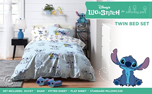 Saturday Park Disney Lilo & Stitch Watercolor Vibes Twin Bed Set - 5 Piece 100% Organic Cotton Bedding - GOTS & Oeko-TEX Certified (Disney Official)