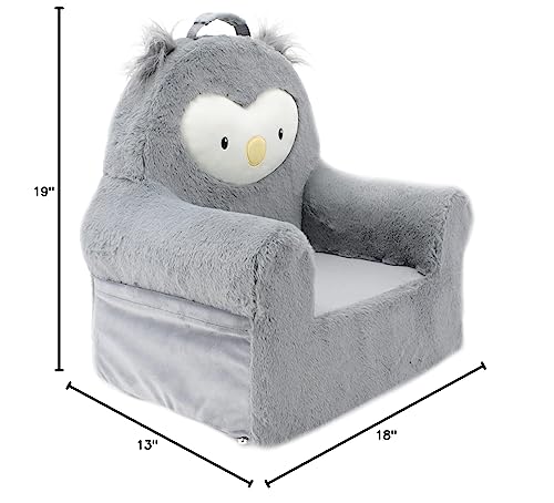 Soft Landing Grey Sweet Seats | Premium Character Chair with Carrying Handle & Side Pockets Owl