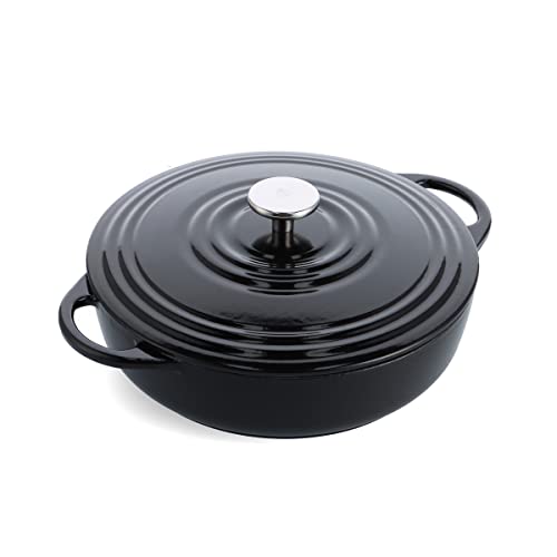 BK Bourgogne Enameled Cast Iron Induction 4.2QT Nonstick Braiser, PFAS Free, Dishwasher Safe, Jet Black