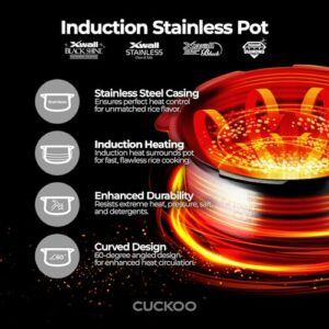 CUCKOO CRP-JHR0609F 6-Cup (Uncooked) / 12-Cup (Cooked) Induction Heating Pressure Rice Cooker with Nonstick Inner Pot, 16 Menu Options, Fuzzy Logic Tech, 3 Voice Guide, Auto Clean (Copper/Black)