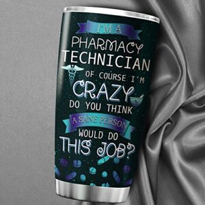 ZOXIX Pharmacy Technician Tumbler With Funny Sayings For Women Nurse Nursing Health Care Provider Gifts Pharmacist Coffee Travel Mug 20oz Stainless Steel Tumblers For Drug Dealer