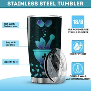 ZOXIX Pharmacy Technician Tumbler With Funny Sayings For Women Nurse Nursing Health Care Provider Gifts Pharmacist Coffee Travel Mug 20oz Stainless Steel Tumblers For Drug Dealer