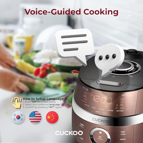 CUCKOO CRP-JHR0609F 6-Cup (Uncooked) / 12-Cup (Cooked) Induction Heating Pressure Rice Cooker with Nonstick Inner Pot, 16 Menu Options, Fuzzy Logic Tech, 3 Voice Guide, Auto Clean (Copper/Black)