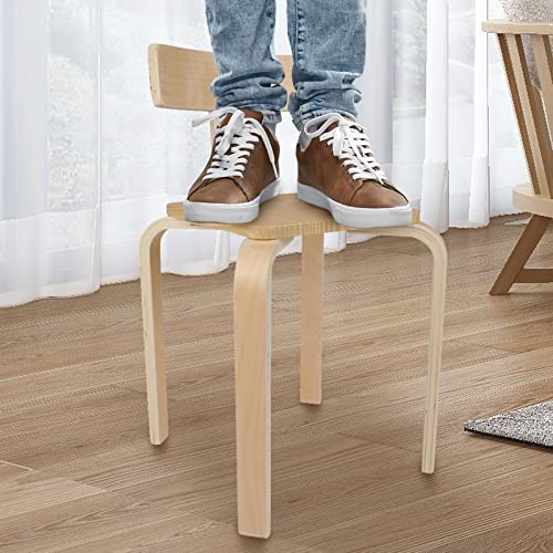 KVIPY Wooden Kids Chair, Bentwood Stool with Curved Backrest, 16inch Solid Hardwood Chair, Stackable, for Dinning, Kitchen, Home, Garden, Living, Preschool and Kindergarten