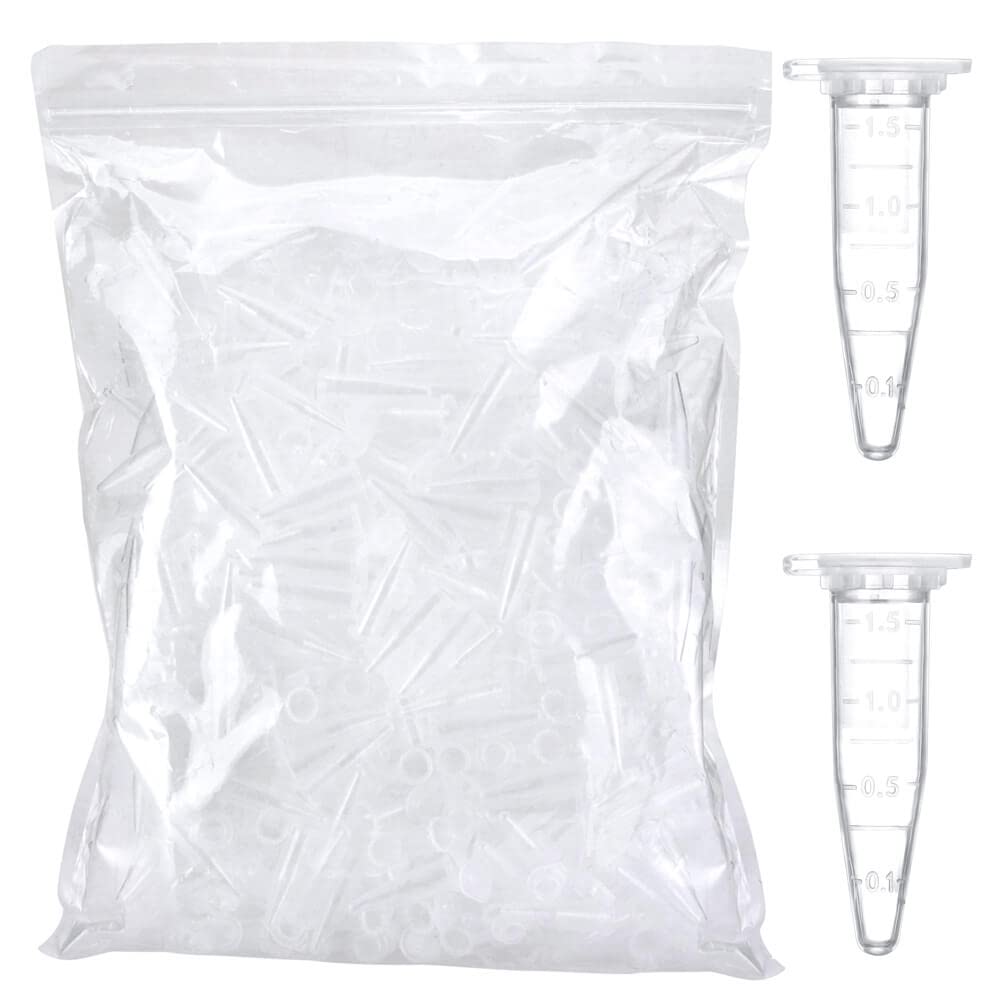 BKMAMLAB 1.5ml Microcentrifuge Tubes 100pcs, EO Sterilized Plastic Small Vials with Caps for Sample Storage without Leakage(100)