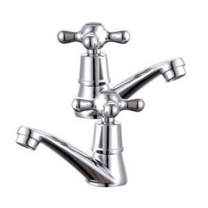 doitool 2 pcs basin taps mixers bathroom sink tap basin mixer tap single lever basin faucet cross handle cold water sink basin taps for bathroom kitchen ((blue drop model)