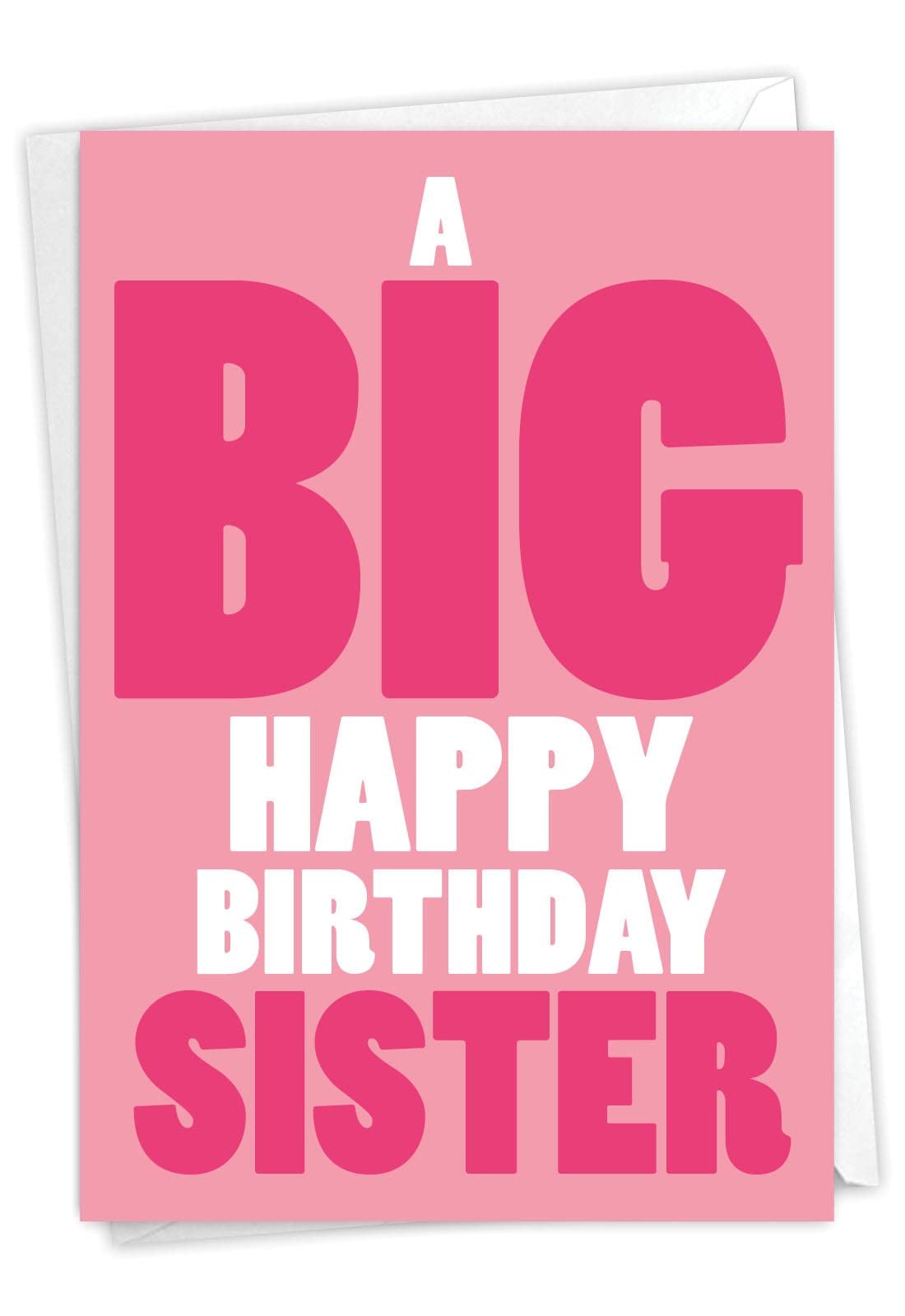 NobleWorks Birthday Sister Greeting Card with 5 x 7 Inch Envelope (1 Card) Big Happy Birthday Sister C5971BSG