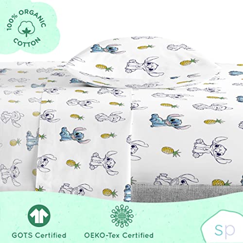 Saturday Park Disney Lilo & Stitch Watercolor Vibes Twin Bed Set - 5 Piece 100% Organic Cotton Bedding - GOTS & Oeko-TEX Certified (Disney Official)