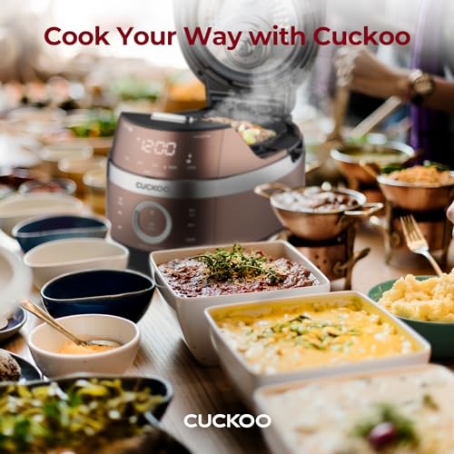 CUCKOO CRP-JHR0609F 6-Cup (Uncooked) / 12-Cup (Cooked) Induction Heating Pressure Rice Cooker with Nonstick Inner Pot, 16 Menu Options, Fuzzy Logic Tech, 3 Voice Guide, Auto Clean (Copper/Black)