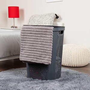 Mind Reader 60L Slim Laundry Hamper, Clothes Basket, Lid, Ventilated, Plastic, 17.25"L x 13.75"W x 23.5"H, Gray