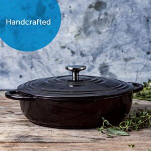 BK Bourgogne Enameled Cast Iron Induction 4.2QT Nonstick Braiser, PFAS Free, Dishwasher Safe, Jet Black