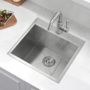 21 Stainless Steel Drop In Kitchen Bar Sink, Luckyhorse 21” x 18” x 10” 18 Gauge Stainless Steel Kitchen Sink Outdoor Sink LH021L