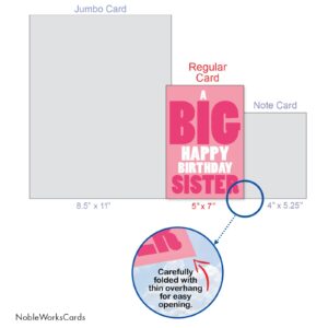 NobleWorks Birthday Sister Greeting Card with 5 x 7 Inch Envelope (1 Card) Big Happy Birthday Sister C5971BSG