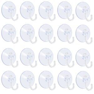 aquaneat 20 packs suction cups 1.2/1.8 inch clear sucker pads with hooks for glass home organization decoration (1.2 inch)