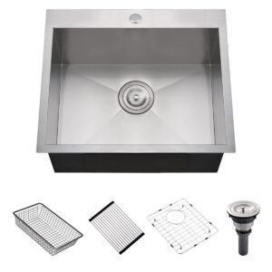 21 stainless steel drop in kitchen bar sink, luckyhorse 21” x 18” x 10” 18 gauge stainless steel kitchen sink outdoor sink lh021l