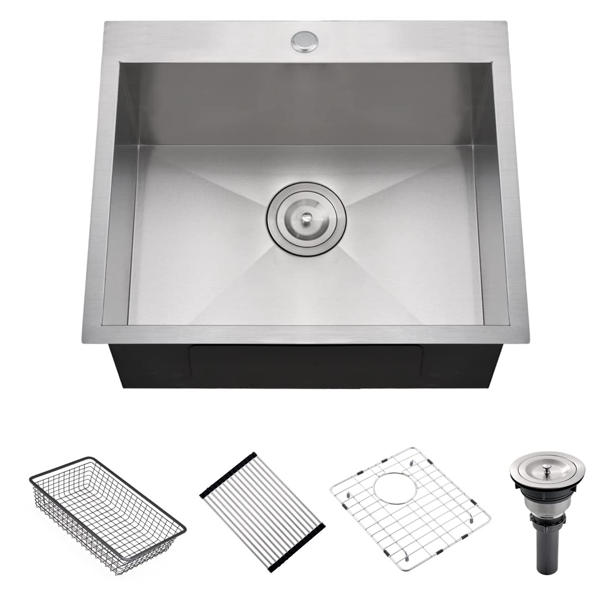 21 Stainless Steel Drop In Kitchen Bar Sink, Luckyhorse 21” x 18” x 10” 18 Gauge Stainless Steel Kitchen Sink Outdoor Sink LH021L