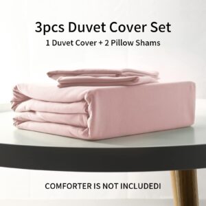 NEXHOME PRO Organic Cotton Duvet Cover King Size, Super Soft Pink Jersey Knit Cotton Comforter Cover Bedding Set, Zipper Closure, No Comforter, 104"x90"