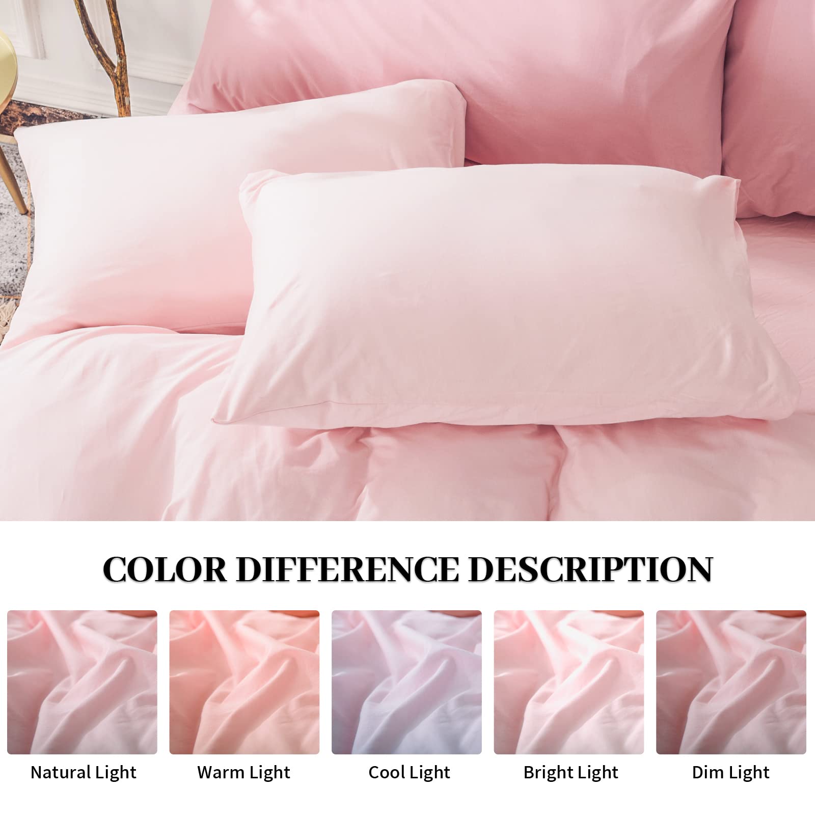 NEXHOME PRO Organic Cotton Duvet Cover King Size, Super Soft Pink Jersey Knit Cotton Comforter Cover Bedding Set, Zipper Closure, No Comforter, 104"x90"