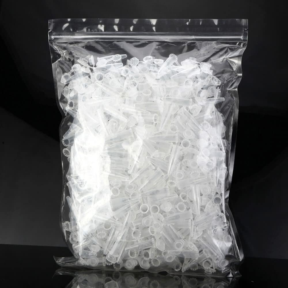 BKMAMLAB 1.5ml Microcentrifuge Tubes 100pcs, EO Sterilized Plastic Small Vials with Caps for Sample Storage without Leakage(100)