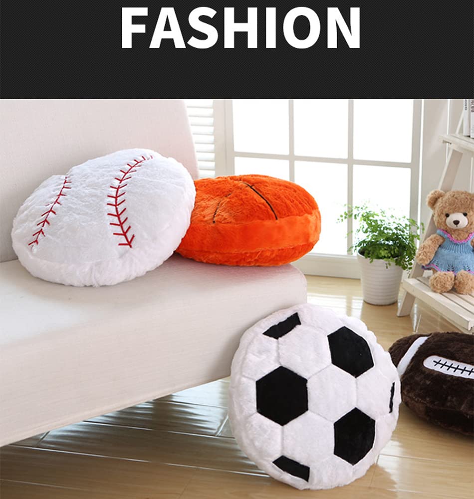 17.7" Basketball Plush Pillow Soft Fluffy Velvet Stuffed Football Throw Pillow Sports Rugby Ball Shaped Sleeping Travel Pillow Sofa Recliner Bedroom Decoration Gifts for Kids Children Boys Women Men