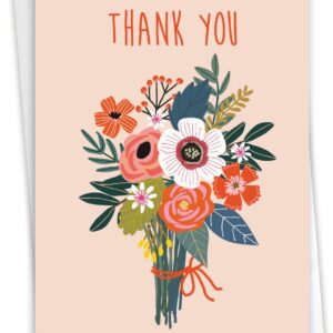 NobleWorks - Thank You Greeting Card with 5 x 7 Inch Envelope (1 Card) Bouquets of Thanks C2814ITYG