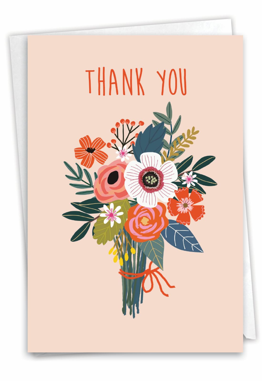 NobleWorks - Thank You Greeting Card with 5 x 7 Inch Envelope (1 Card) Bouquets of Thanks C2814ITYG