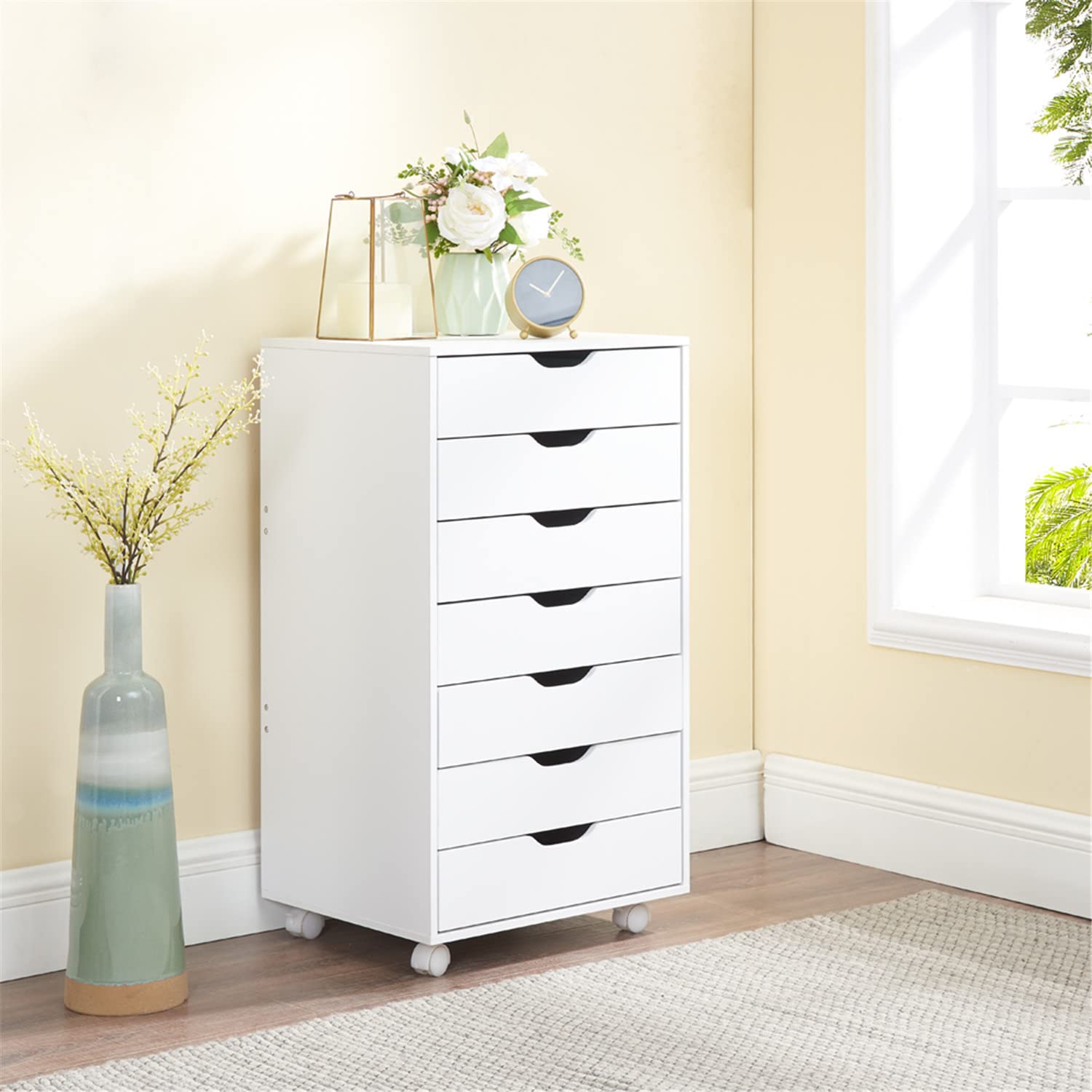 Naomi Home Drawer Storage Cabinet White/7 Drawer