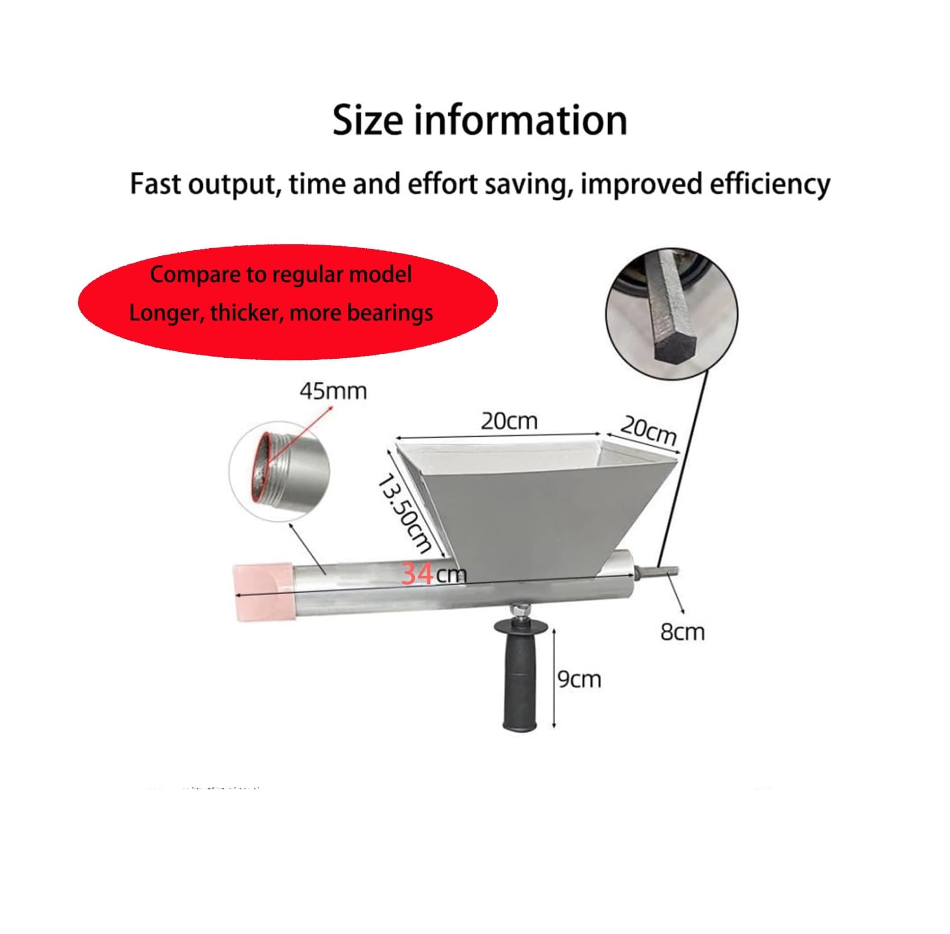 Large Size Auger Mortar Grout Gun Augers Caulking Gun With 5 Nozzles (Without Electric Drill)