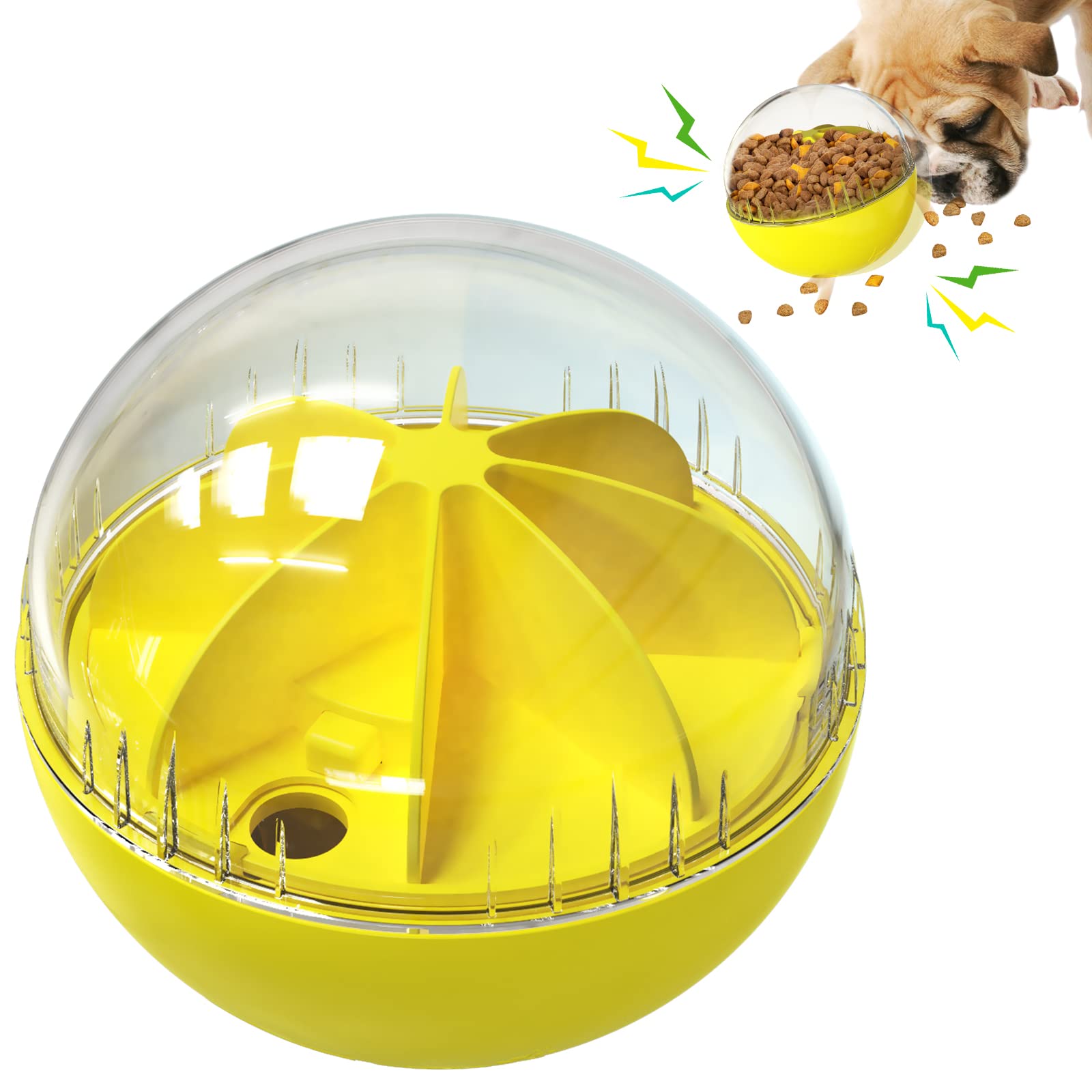 Monotre Dog Treat Ball, Dog Food Puzzle Slow Feeder Interactive Squeaky Mental Stimulation Toys, Dog& Cat Treat Dispenser Puzzle Toys Active Rolling Balls for Medium/Large Dog Breeds