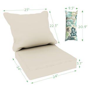 BPS Sofa Cushion 24' x 24' Patio Furniture Outdoor Deep Seat Single Chair Back Olifen Fabric Slipcover Sponge Foam