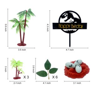 22PCS Dinosaur Cake Topper with Eggs Trees Dinosaur Toppers Birthday Party Cake Decorations Baby Shower Theme Party Decor