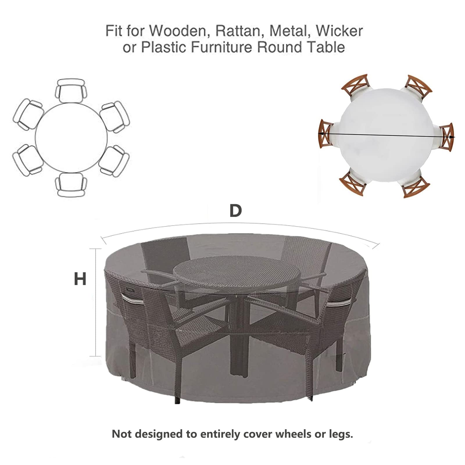 Outdoor Covers for Patio Furniture Set-Round - Beige, 55x24inch, 420D Heavy Duty, Waterproof UV Resistant, Patio Furniture Covers, Outdoor Table Cover, for Your Outdoor Coffee Table and Chairs