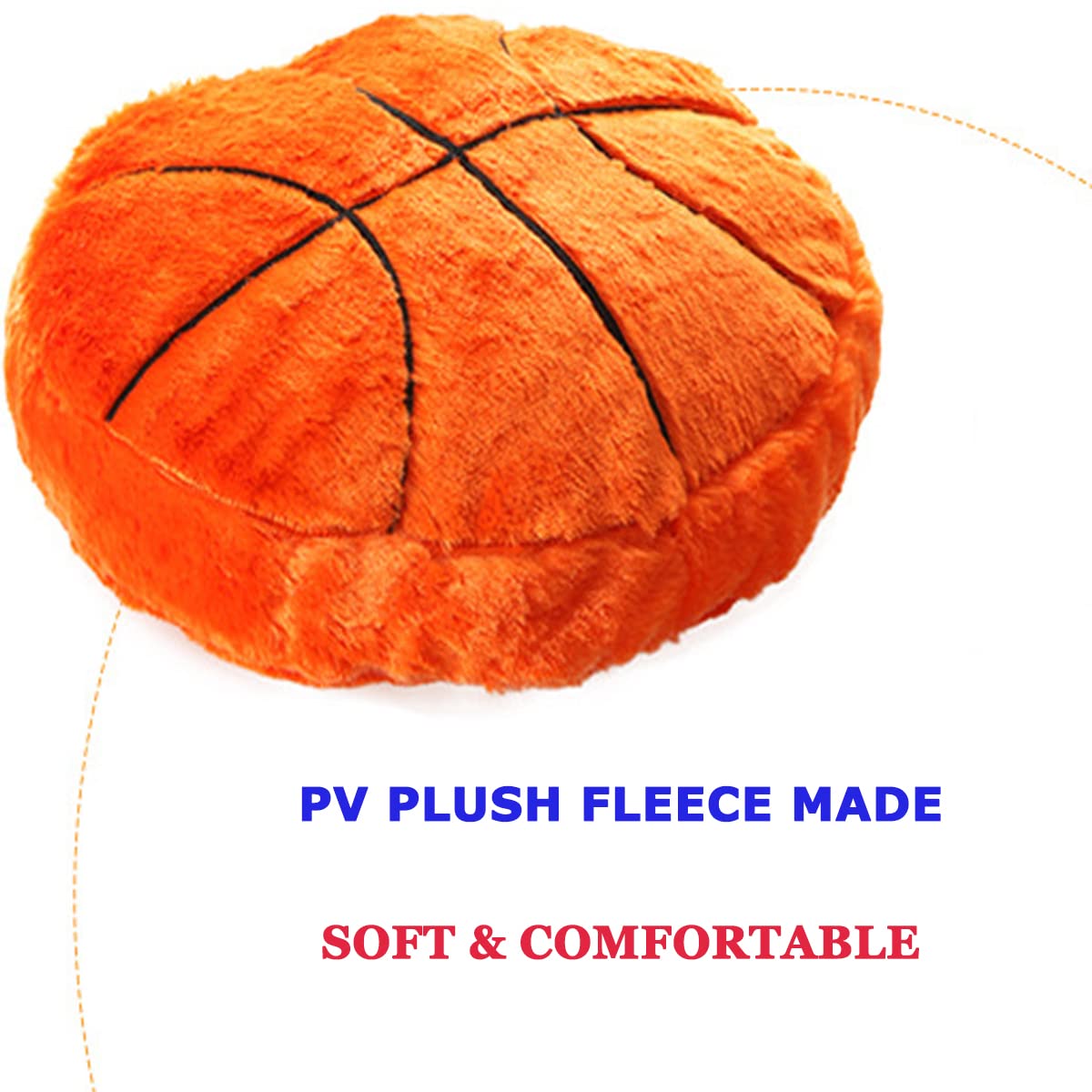 17.7" Basketball Plush Pillow Soft Fluffy Velvet Stuffed Football Throw Pillow Sports Rugby Ball Shaped Sleeping Travel Pillow Sofa Recliner Bedroom Decoration Gifts for Kids Children Boys Women Men