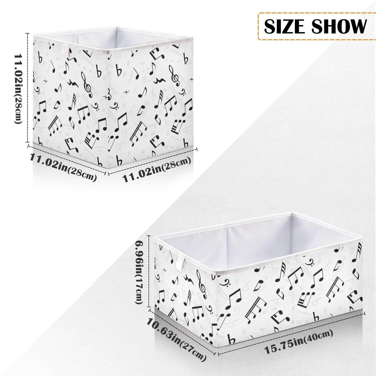 Sletend Cube Storage Bins Phonic Notes Music Collapsible Storage Baskets Foldable Fabric Storage Box for Clothes, Toys 11" x 11" x 11"