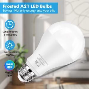 TOBUSA LED Light Bulbs 150 Watt Equivalent, 20W Super Bright Light Bulbs, Daylight White 5000K, A21 LED Bulbs E26 Base, Non-Dimmable, No Flicker Brightest Bulb for Bedroom Living Room Home, 2-Pack