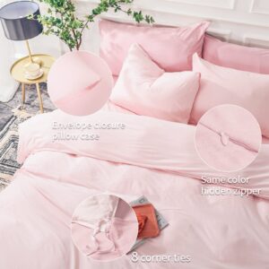 NEXHOME PRO Organic Cotton Duvet Cover King Size, Super Soft Pink Jersey Knit Cotton Comforter Cover Bedding Set, Zipper Closure, No Comforter, 104"x90"