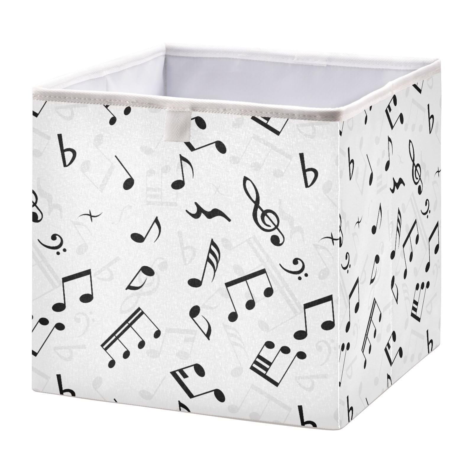 Sletend Cube Storage Bins Phonic Notes Music Collapsible Storage Baskets Foldable Fabric Storage Box for Clothes, Toys 11" x 11" x 11"