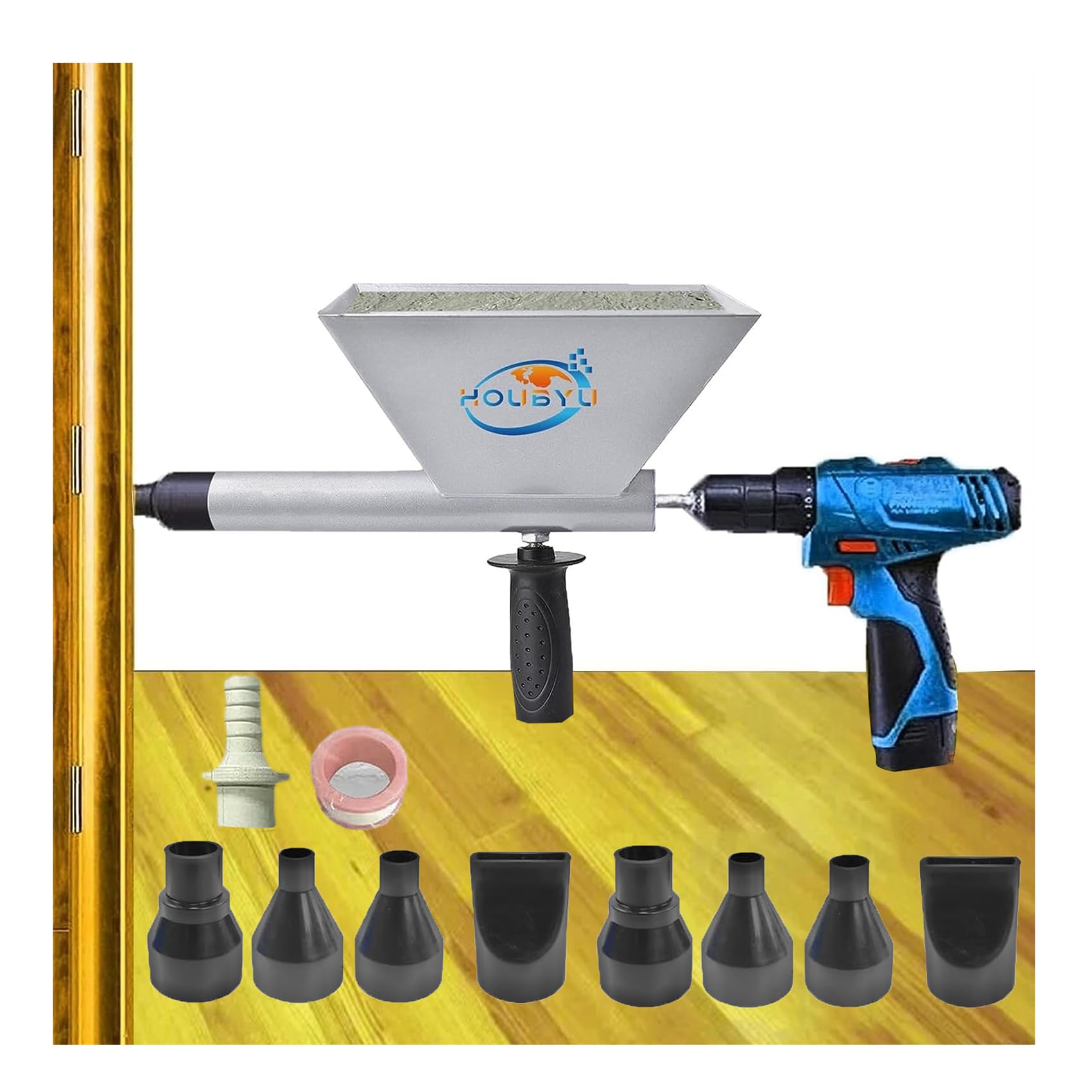 Large Size Auger Mortar Grout Gun Augers Caulking Gun With 5 Nozzles (Without Electric Drill)