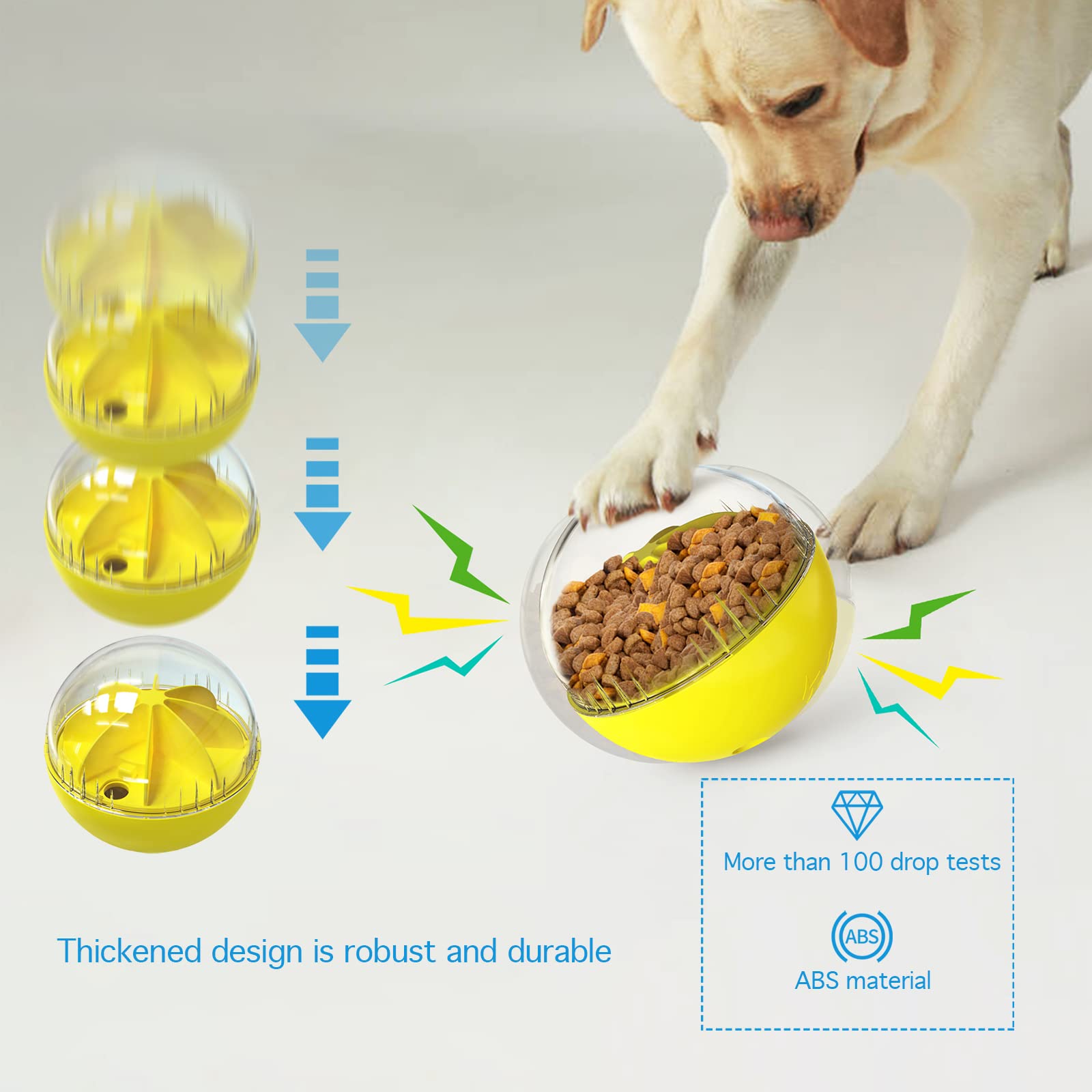 Monotre Dog Treat Ball, Dog Food Puzzle Slow Feeder Interactive Squeaky Mental Stimulation Toys, Dog& Cat Treat Dispenser Puzzle Toys Active Rolling Balls for Medium/Large Dog Breeds