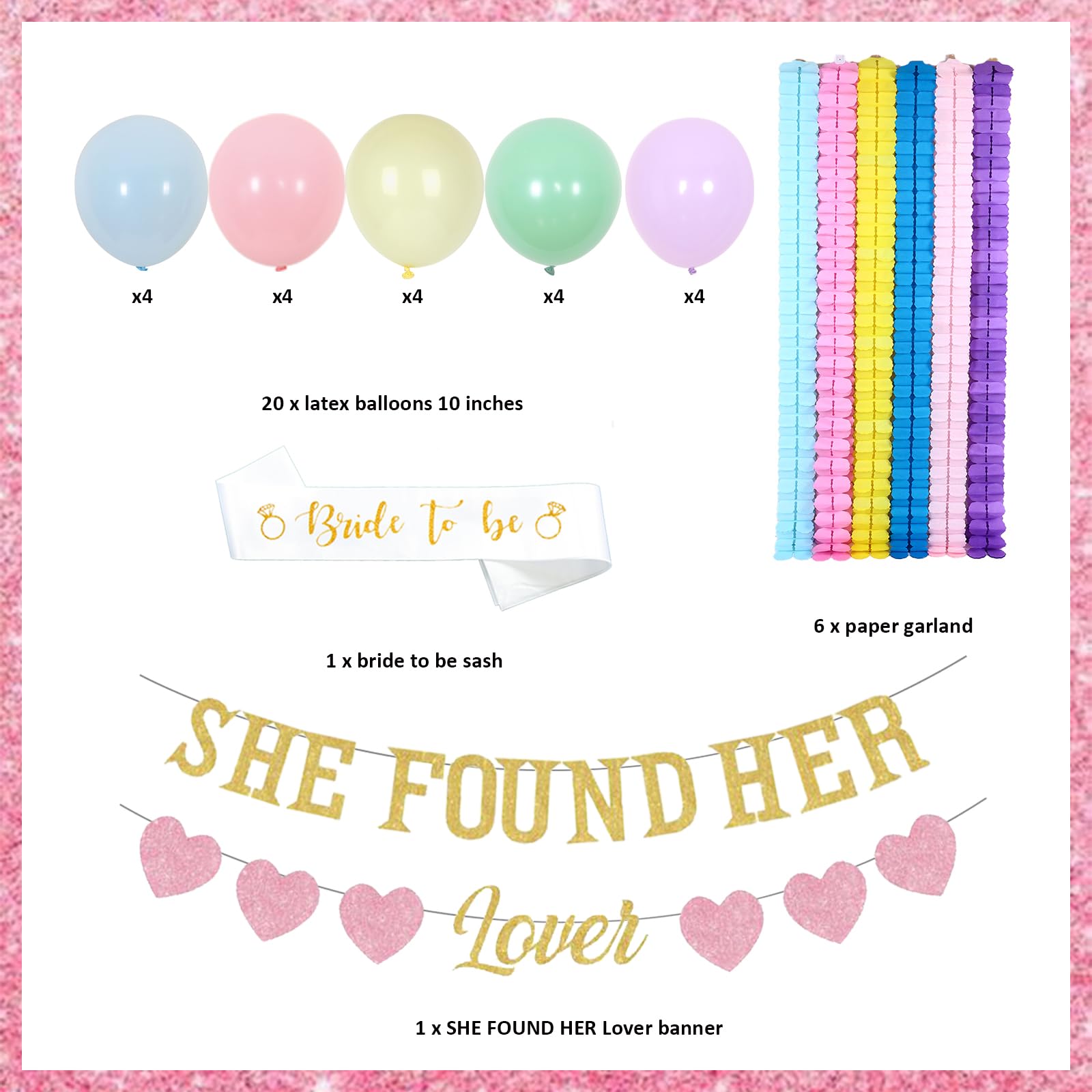 She Found Her Lover Decorations, Bachelorette Bridal Shower Party Decorations, She Found Her Lover Banner 6 PCS Four-Leaf Clover Paper Garland Background for Engagement Hen Party Supplies