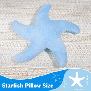 Marble Empire Starfish Pillow Shaped Beach Decorative Throw Pillows Cute Coastal Stuffed Animal Plush Soft Ocean Bedding for Bedroom(Blue)