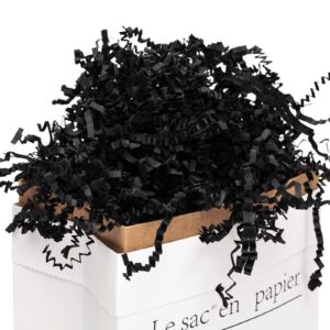 Mcfleet 1 LB Crinkle Cut Paper Shred Filler Black Crinkle Paper Shredded Paper for Gift Box - Gift Basket Filler - Gift Box Stuffing for Christmas, Halloween Packaging Wrapping