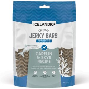 icelandic+ plus chewy jerky bars capelin, skyr, & seaweed dog treat 2.5-oz bag