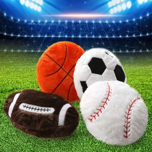 17.7" Basketball Plush Pillow Soft Fluffy Velvet Stuffed Football Throw Pillow Sports Rugby Ball Shaped Sleeping Travel Pillow Sofa Recliner Bedroom Decoration Gifts for Kids Children Boys Women Men