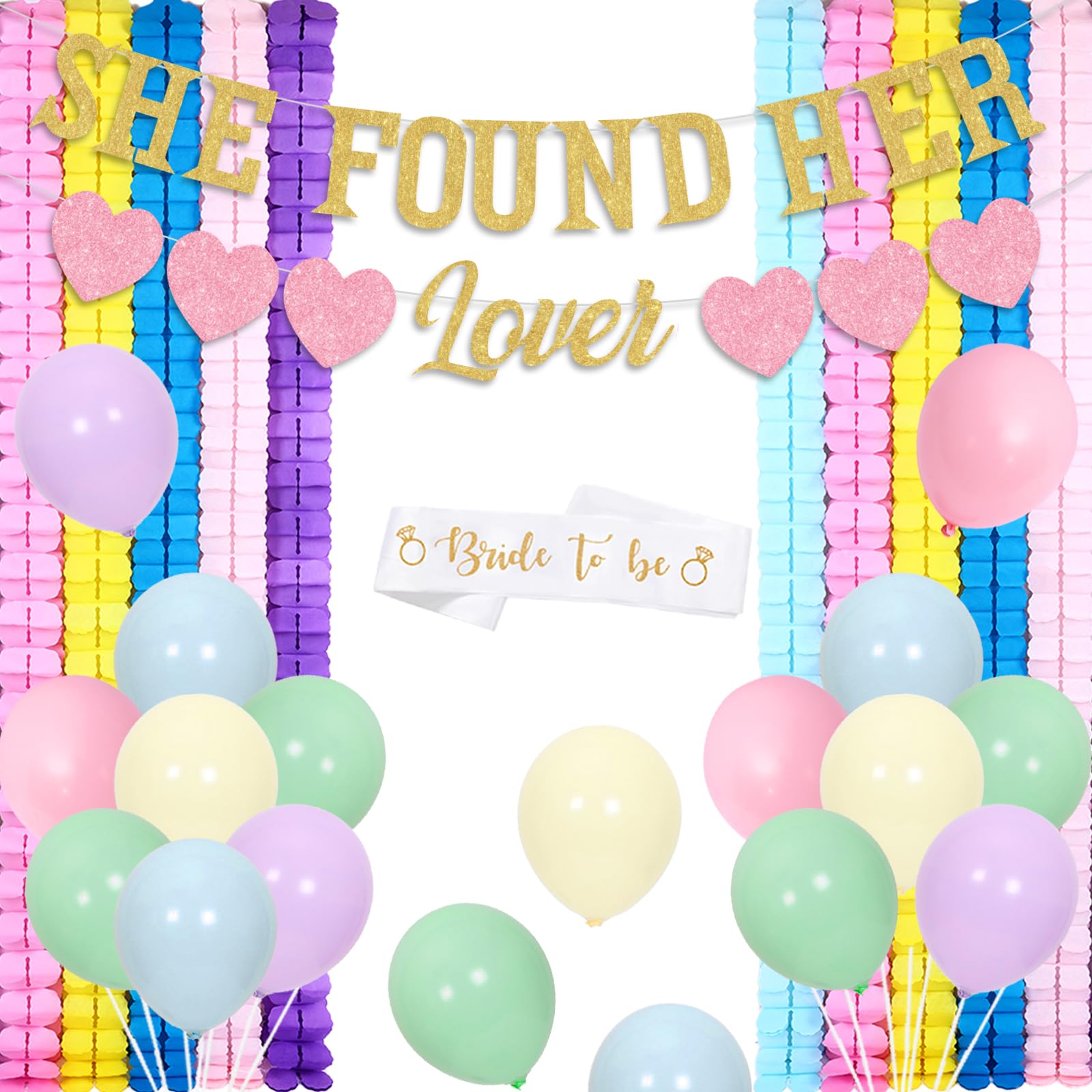 She Found Her Lover Decorations, Bachelorette Bridal Shower Party Decorations, She Found Her Lover Banner 6 PCS Four-Leaf Clover Paper Garland Background for Engagement Hen Party Supplies