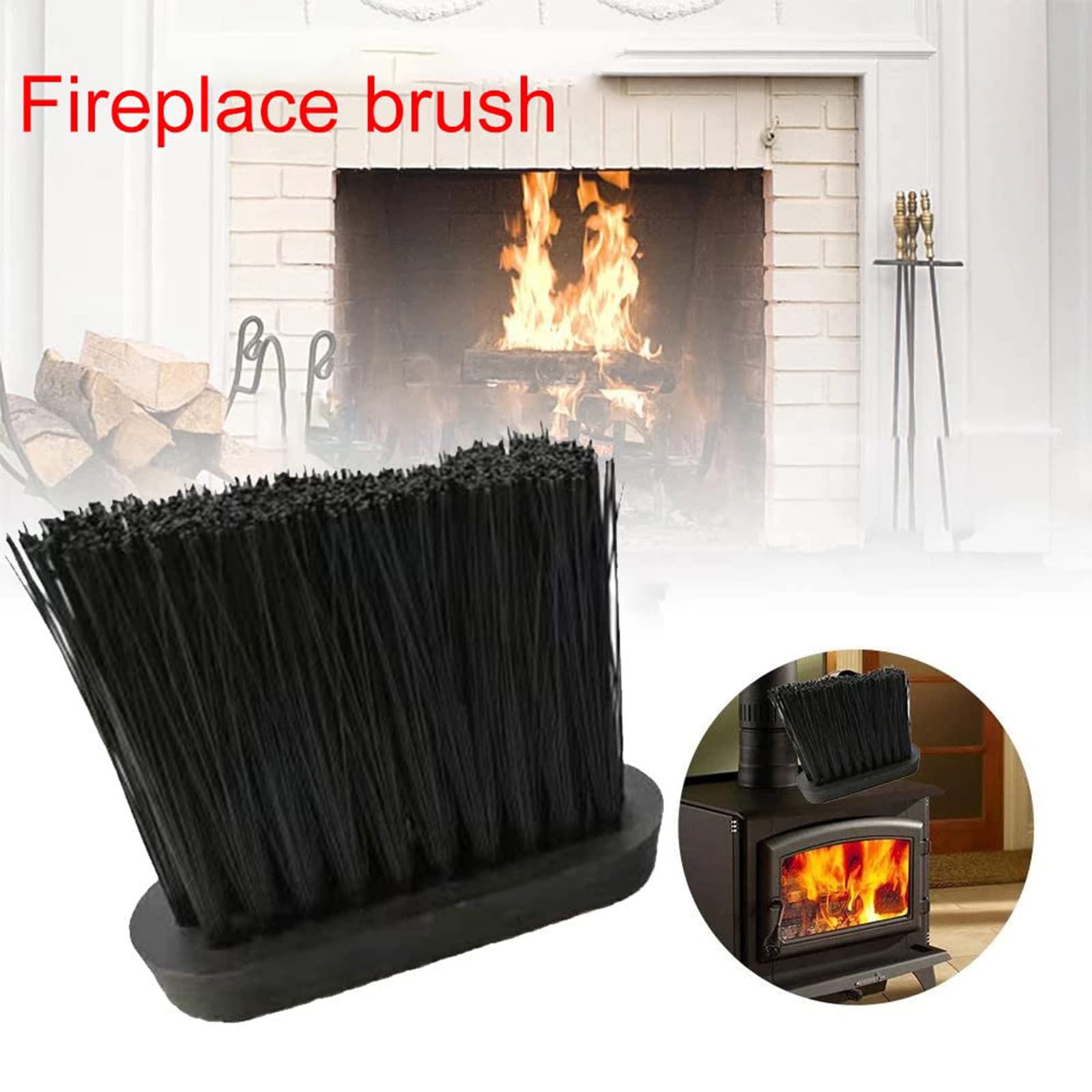 2Pcs Hearth Brush Oblong Replacement Spare Head Refill Companion Sets for Fireplace Fire Pit, Wood Burning Stove