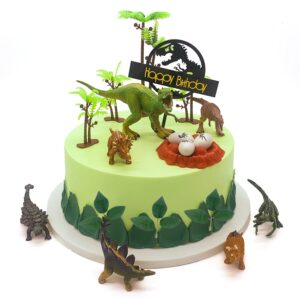 22pcs dinosaur cake topper with eggs trees dinosaur toppers birthday party cake decorations baby shower theme party decor