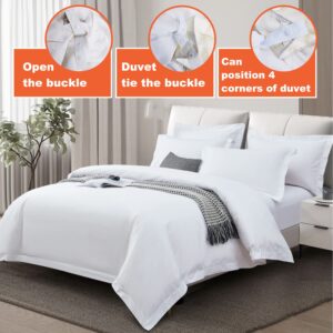 VEJESIME Duvet Cover Set, 3 Sided Zipper Duvet Cover, 100% Cotton Duvet Cover 3 Pieces with one Duvet Cover,Two Pillowcase, Triple-Zip System for Simple Changing Duvet Cover (King+2pillw Shams)