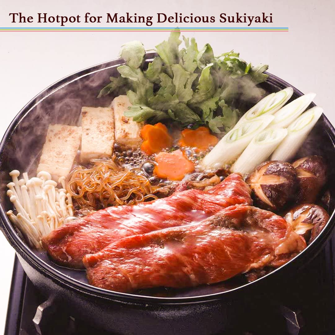 TIKUSAN Japanese Cast Iron Hot Pot Sukiyaki Nabe Pan Made in Japan (10.2" (26cm))